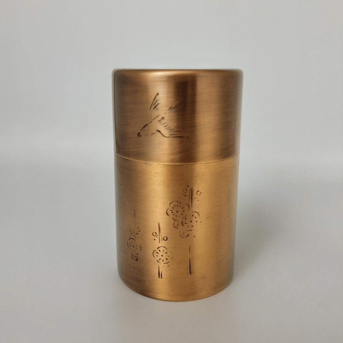 Japanese tea caddy chazutsu Ōkadō Koto & Chataku made of pure copper