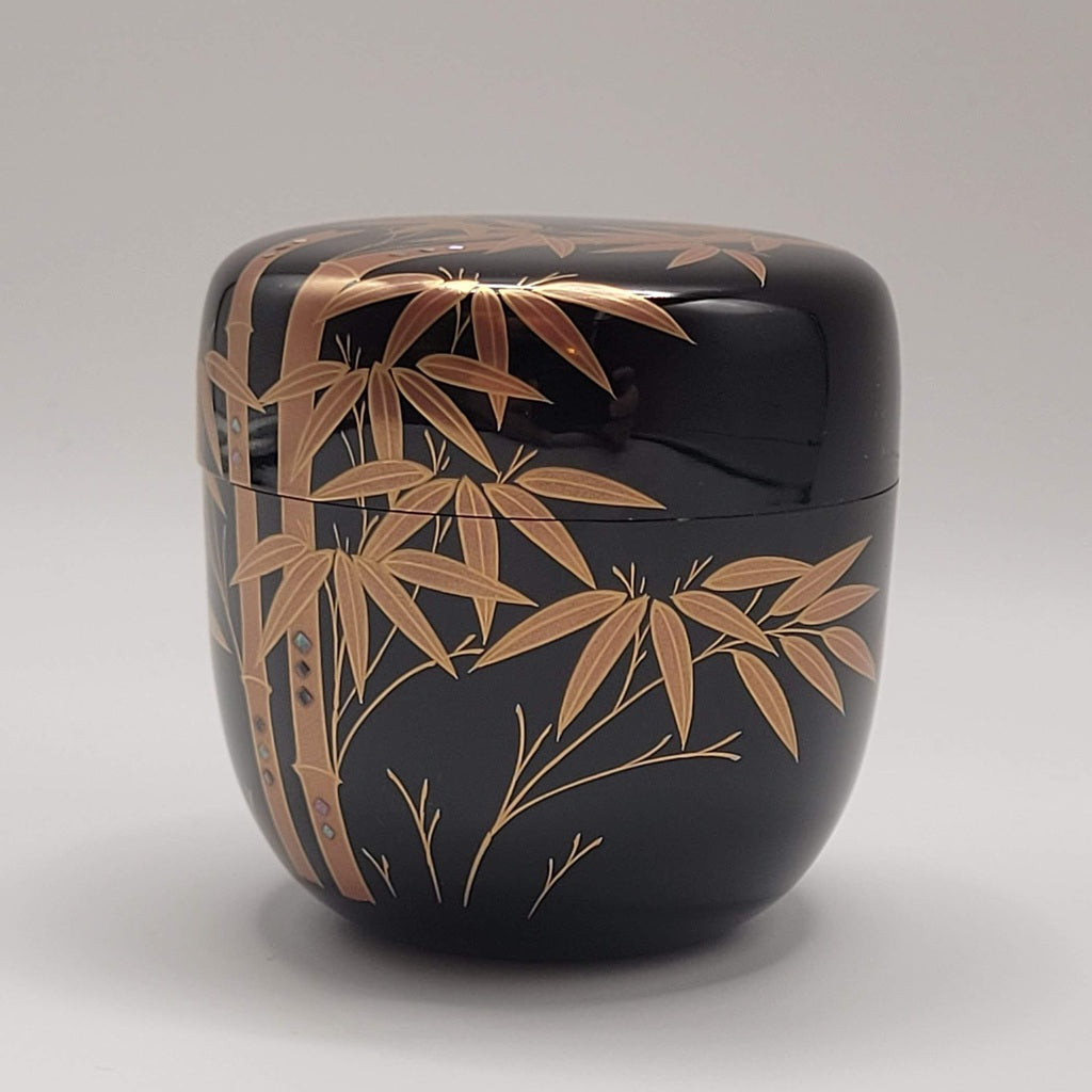 Japanese tea caddy Shuchiku maki-e 朱竹蒔絵 Yōhō