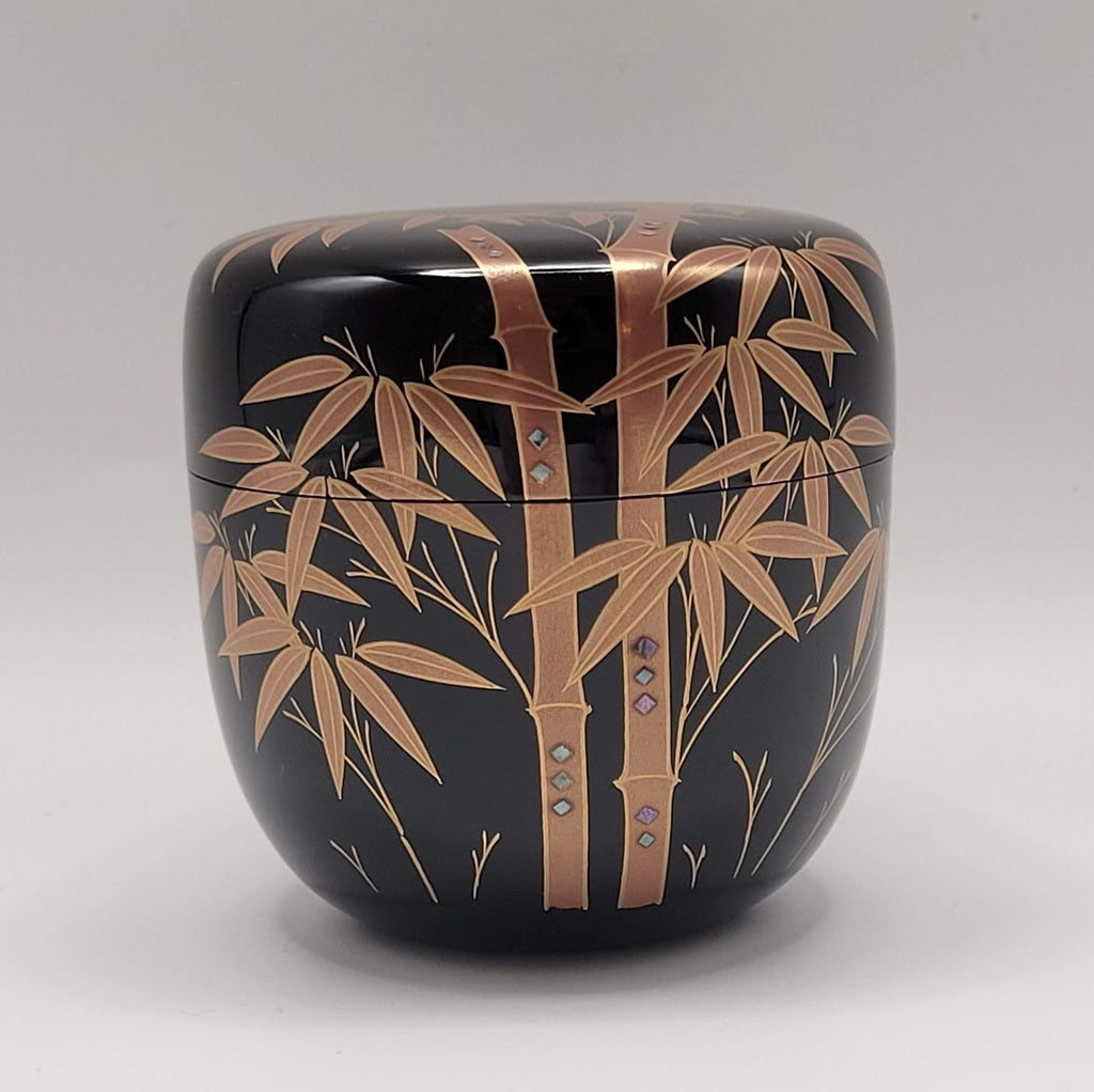 Japanese tea caddy Shuchiku maki-e 朱竹蒔絵 Yōhō
