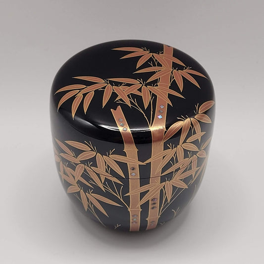 Japanse tea caddy Shuchiku maki-e 朱竹蒔絵 Yōhō