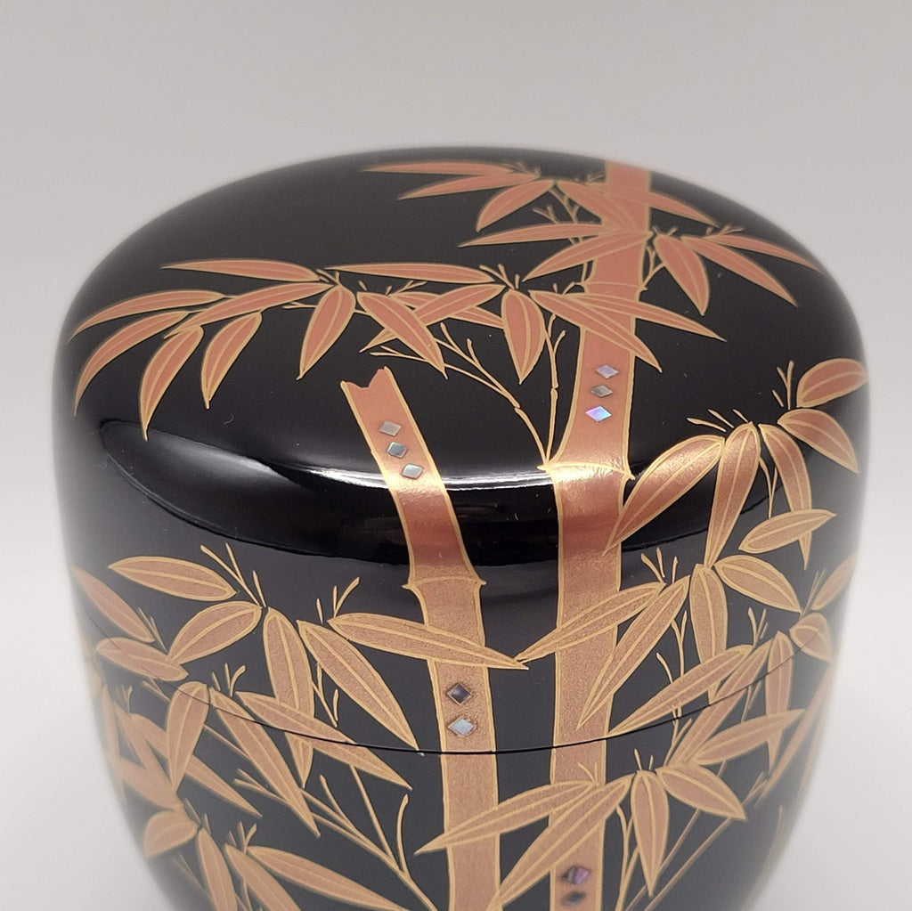 Japanese tea caddy Shuchiku maki-e 朱竹蒔絵 Yōhō