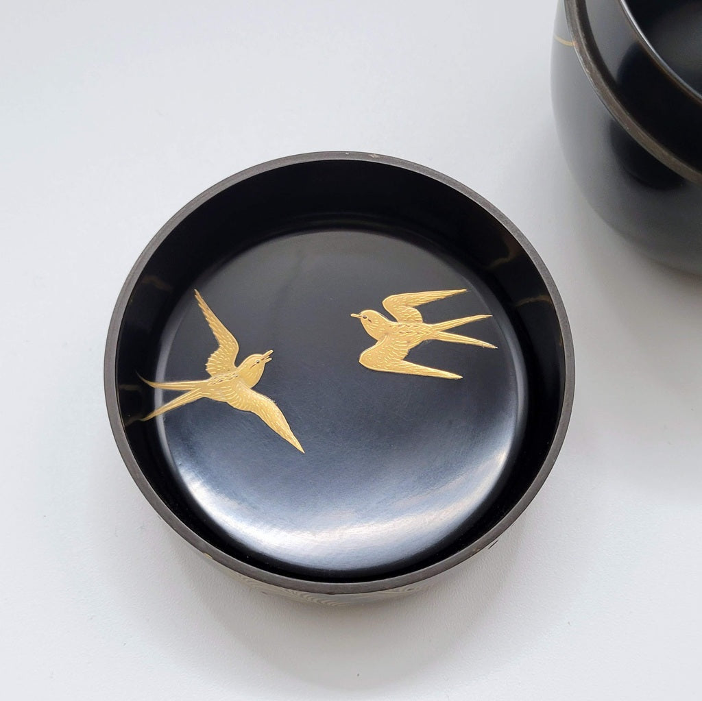 Vintage japanse theebus Yanagi 花鳥画 wilgenmotief maki-e Shunpō