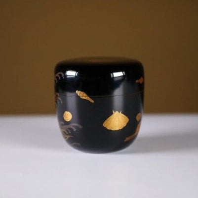 Wajima raden mirugai natsume with mother-of-pearl inlay Sea Pen & Shell design (Mirugai natsume) by Shimizu Sōsui