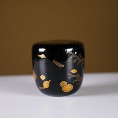 Wajima raden mirugai natsume with mother-of-pearl inlay Sea Pen & Shell design (Mirugai natsume) by Shimizu Sōsui