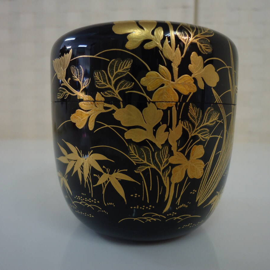 Shikunshi Maki-e Ōnatsume (Four Gentlemen Maki-e Large Tea Caddy) by Saijō Issai